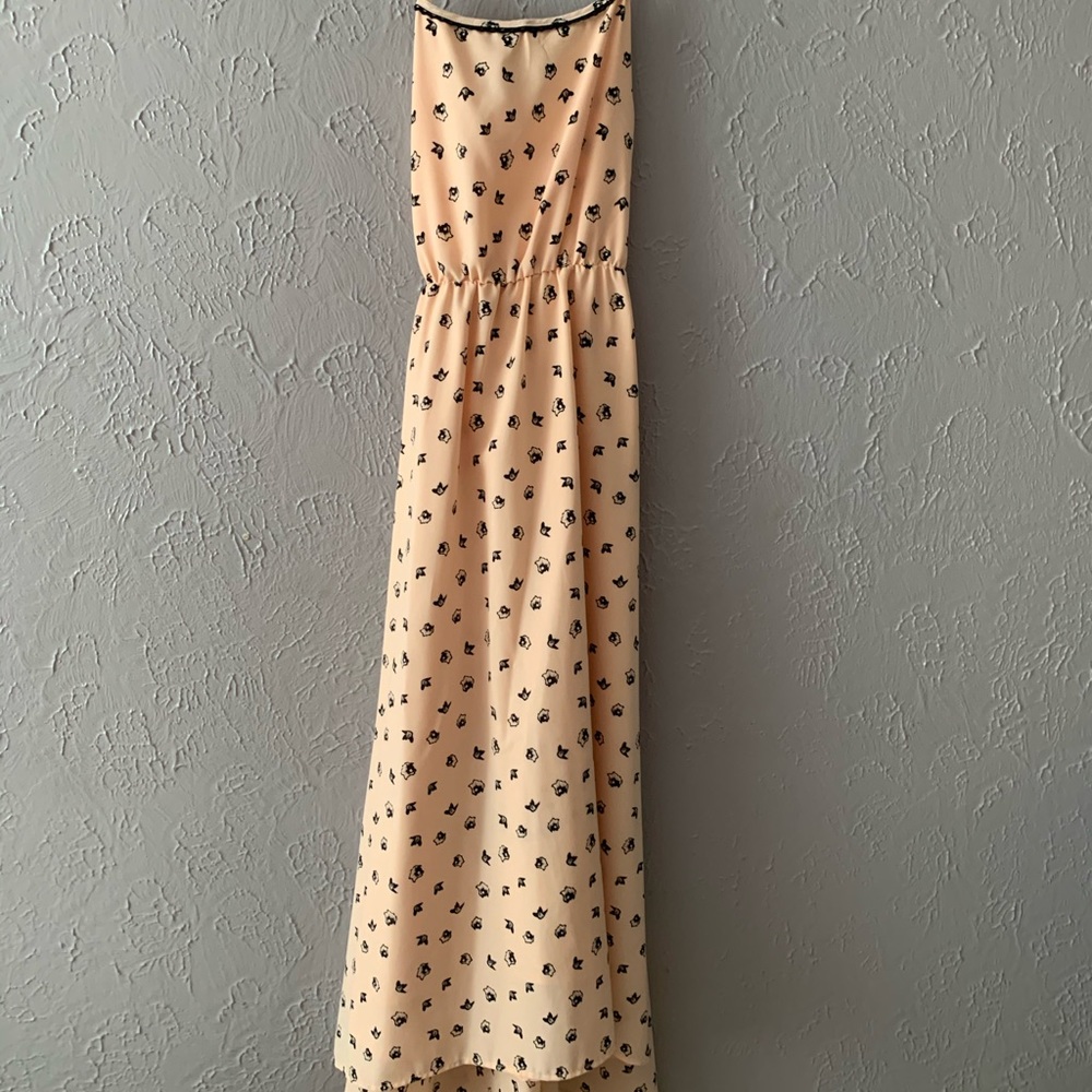 Maxi length high low pink float dress